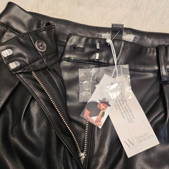 Worhtington x Jason Bolden Women's Black Faux Leather Trouser Pants Size 6 - Picture 7 of 10